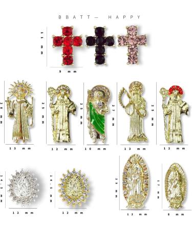 24pcs Religious Nail Charms Kit - San Judas Virgin Mary Cross 3D Nail Gems in Gold and Silver - Buddha Charms and Rhinestones for Nail Art - Buy Online on GoSupps.com