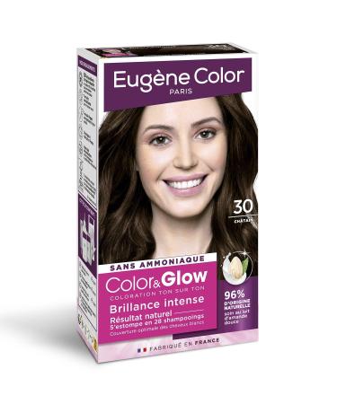 EUGENE COLOR Coloration Chatain 30 Sans Ammoniaque Brillance Intense et Couleur Sublim e (Bo te) - Le Lot De 3