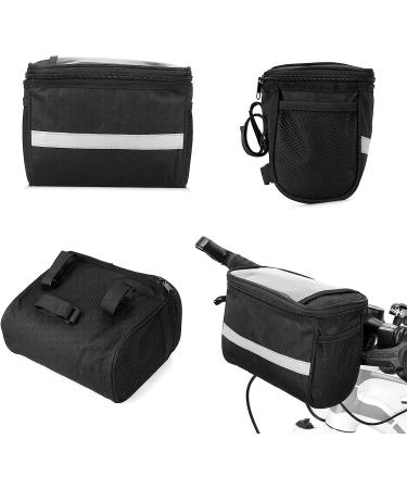 Lixada Bike Basket Bag | Reflective Stripe | Handlebar, Frame, Front Tube, Pannier Bag | Black - 21.5*13.5*16.5CM - Buy Online on GoSupps.com