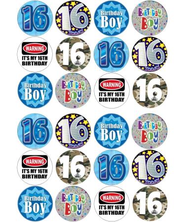 24 Boy Birthday 16 Edible Wafer Cup Cake Toppers - Buy Online on GoSupps.com