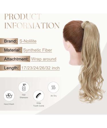 Ponytail Extension Wrap Around Long Straight Curly Clip in Hairpiece for Women - 17 Inch, Brown Black Blonde Shades - Buy Online on GoSupps.com