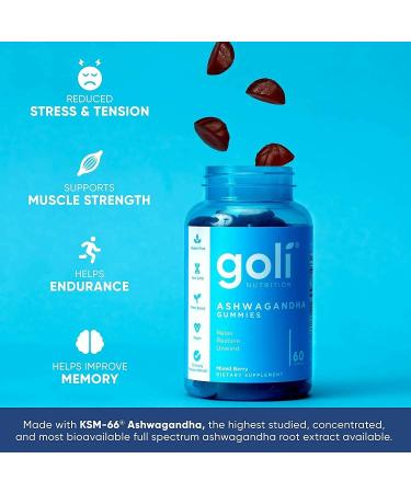 ASHWA Vitamin Gummy by Goli Nutrition - Ashwagandha Gummies - Mixed Berry KSM-66 - Vegan & Non-GMO - 60 Count - Buy Online on GoSupps.com