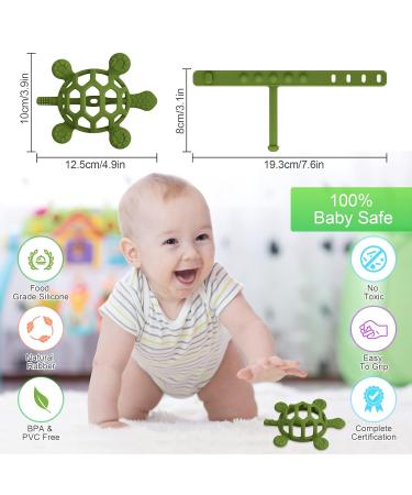 Baby Teething Toys: Food Grade Silicone Teether Wristband - 2 Pack Cute Turtle Shape for Infants 3-12 Months - Green & Blue - Buy Online on GoSupps.com