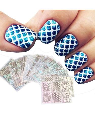 12 Sheets Nail Vinyl Stencils Nail Art Decoration Stickers Set Nail Art Design Stickers Tips Decals Adorable Quality and Practical Nice Design - Buy Online on GoSupps.com