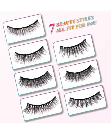 Veshely Natural Magnetic Eyelashes with Eyeliner - 7 Pairs Reusable 3D Short & Long False Lashes for a Natural Look - Buy Online on GoSupps.com