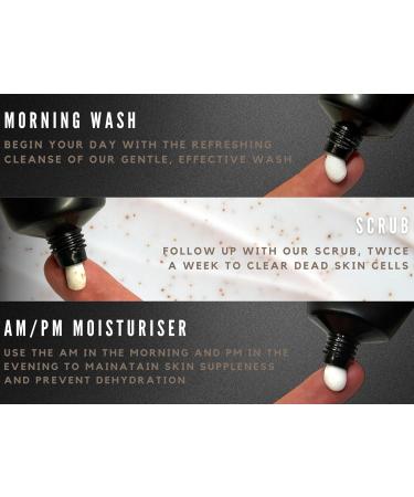 Guapo Skincare - Mens Skincare Routine Facewash Kit 4 Step Regime Including Face Wash Facial Scrub SPF20 Moisturiser and Nightime Lotion - Buy Online on GoSupps.com