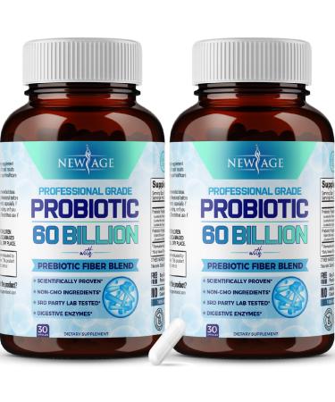 Probiotics 60 Billion CFU with Prebiotic Formula - Probiotics for Women and Men and Adults, 100% Natural Digestive Enzymes, Shelf Stable Probiotic Supplement Prebiotic