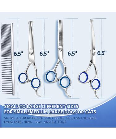 6.7 Inch Stainless Steel Dog Grooming Scissor Kit with Safety Round Tips - Pet Grooming Shears Set with Thinning & Curved Scissors for Hair Fur Care - Buy Online on GoSupps.com