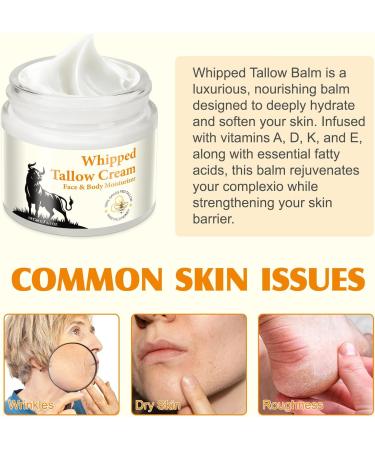 jingjingyoutiaomaoyi Beef Tallow cream beef tallow cream skincare 100 grass fed pure beef tallow organic with honey natural moisturizer for face body deep hydration hipped tallow 60g - Buy Online on GoSupps.com