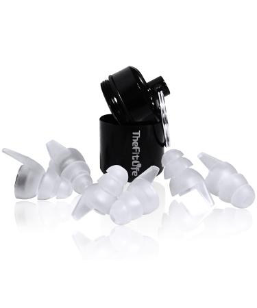 TheFitLife Noise Reduction Ear Plugs - Ultra Comfortable and Reusable Silicone High Fidelity Earplugs with 23dB SNR for Musicians Concerts Motorcycle Shooting 3 Sizes Fit for Kids Men Women (White)