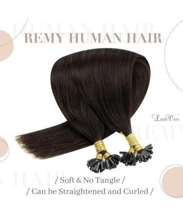 Laavoo Keratin Bonding Extensions - Dark Brown Real Hair - Pre-Bonded 1g/s U Tip #2 - 45cm 50g - Buy Online on GoSupps.com