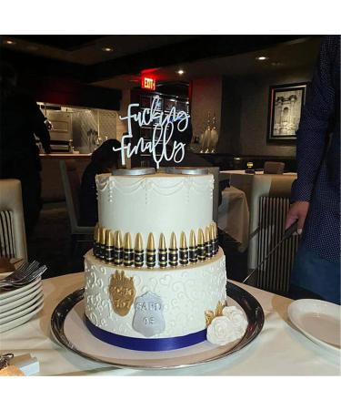 Rural Funny Finally Wedding Cake Topper for Bridal Shower Engagement Party Decoration Antique Wood - Buy Online on GoSupps.com