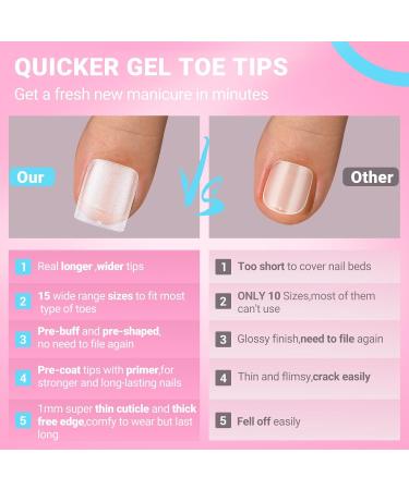 Wider Long Square Toe Nail Tips - SINOKAME No File Matte Press Ons | 300 Pcs Clear Soak Off Fake Toenails - DIY Home Manicure Kit for Men & Women - Buy Online on GoSupps.com