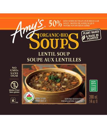 Amy s Kitchen Organic Lentil Soup Lower in Sodium Vegan Gluten-Free Dairy-Free Soy-Free Kosher Plant-Based 12-pack (398ml per can) - Buy Online on GoSupps.com