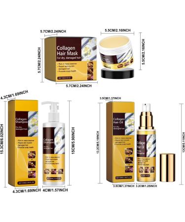 Collagen Hair Mask Collagen Hair Care for Dry and Damaged Hair Deep Conditioner with Argan Oil and Collagen (2PCS Shampoo) - Buy Online on GoSupps.com