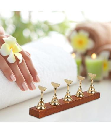Baluue Nail Practice Stand Wood Nail Tip Art Display Stand Holder Manicure Tool with Reusable Putty Clay for Salon - Buy Online on GoSupps.com