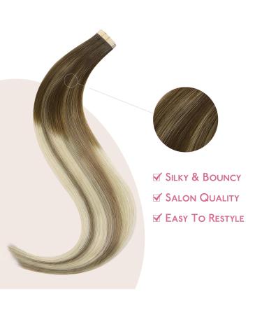 Buy If-of-Hearted Tape Extensions | Real Hair Ombr Walnut Brown to Ash Brown & Blonde | 10 Pcs 20g 25cm Invisible Hair Extensions - Buy Online on GoSupps.com