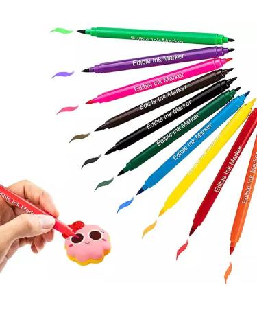 10 Colors Food Coloring Markers Edible Pens Edible Markers for Cookie Decorating Double Sided Available Fine and Thick Tip Food Grade Pens Edible Markers for Fondant Cakes Desserts - Buy Online on GoSupps.com