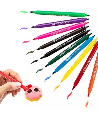 Airber Edible Pen - 10 Colors Rainbow Dust Edible Markers | Double Head Available Edible Markers For Cookie Decorating Baking Party Decorating
