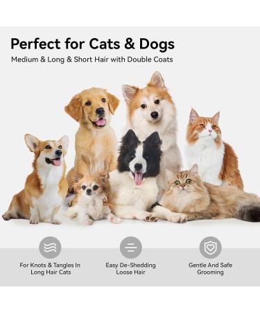 Aumuca Cat Grooming Brush for Long Haired Cats and Double Coat Dogs - Pet Deshedding and Dematting Tool for Removing Loose and Matted Fur - Undercoat Rake for Shedding and Grooming - White - Buy Online on GoSupps.com
