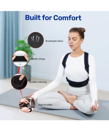 VOKKA Posture Corrector for Men and Women - Fully Adjustable Back Support Brace - Breathable and Comfortable - Pain Relief for Neck, Back, Shoulders - Black X-Large - Buy Online on GoSupps.com