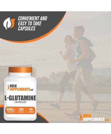 L-Glutamine Capsules - 5000mg Glutamine Supplement for Gut Health | BulkSupplements.com | Gluten Free | 340 Capsules (Pack of 1 - Buy Online on GoSupps.com