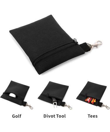 BuyAgain Golf Tee Pouch - Professional Zipper Golf Tee/Ball Bag with Metal Lobster Claw Clip - Black - Buy Online on GoSupps.com