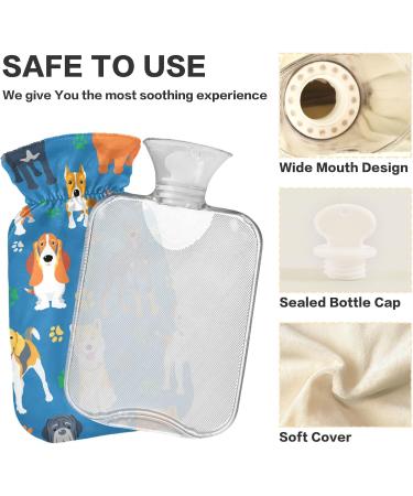 Hot Water Bottles with Dog Cover - 2L Pain Relief Bags for Pregnant Women & Bed Warmer - Buy Online on GoSupps.com