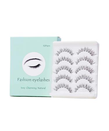 10 Pairs False Lashes Eyelashes Natural Look Handmade Crisscross 3D Reusable Black