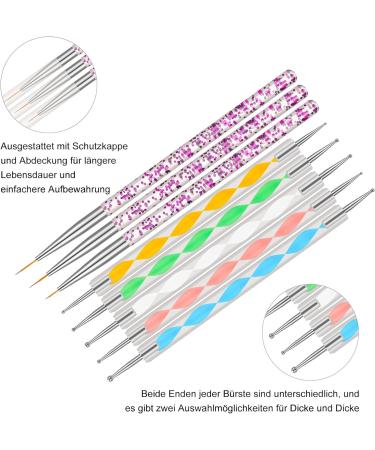 FANTESI 8-Piece Nail Art Brush Set - Dotting Tools & Acrylic Brushes for Manicure Salon & Home Use - Buy Online on GoSupps.com