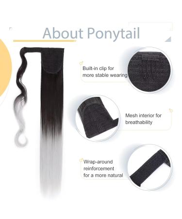Shop 23 Clip-In Ponytail Extensions - Dark Brown to Silver Gray - Realistic Synthetic Hair Wrap Around Braid (90g) - Buy Online on GoSupps.com
