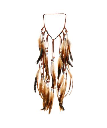 Frcolor Indian Feather Headband Bohemian Hair Accessories Festival Headwear Bohemian Feather Headdress Yellow
