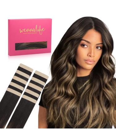 If -of -hearted tape extensions real hair balayage dark brown to chestnut brown 10pcs tape in extensions real hair 30g 55cm invisible hair extension real hair invisible smooth tape refill pack 55cm 30g 10pcs #2/6/2 balayage dark brown to chestnut brown