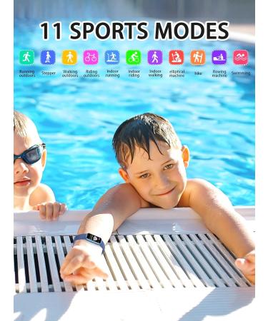 Kids Fitness Tracker for Boys Girls Teens | Waterproof Activity Tracker with HR Sleep Monitor | 11 Sport Modes Pedometer Watch | Alarm Clock & Reminder | Step Calories Counter - Blue - Buy Online on GoSupps.com