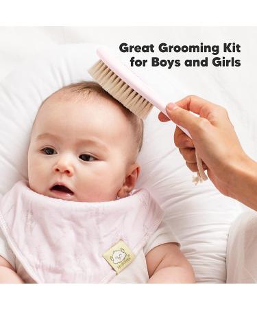 Soft Goat Bristle Baby Hair Brush for Infant, Toddler, Kids - Gentle Cradle Cap Brush - Scalp Grooming Product (Blush, Oval) - Buy Online on GoSupps.com