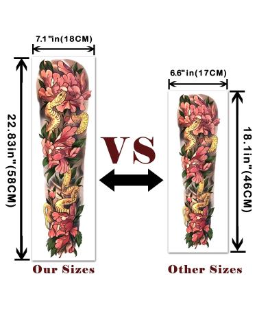 SOOVSY Extra Size Full Arm Temporary Tattoo: Skull Wolf Angel Floral Butterfly Half Arm Shoulder Design for Men & Women - Color-02 - Buy Online on GoSupps.com