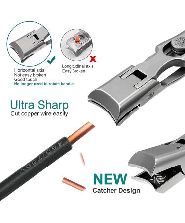 VOGARB Heavy Duty Nail Clippers for Thick Nails with Safety Lock - Wide Jaw Opening Cutter for Men, Women, Seniors - No Splash Trimmer with Catcher (Silver) - Buy Online on GoSupps.com