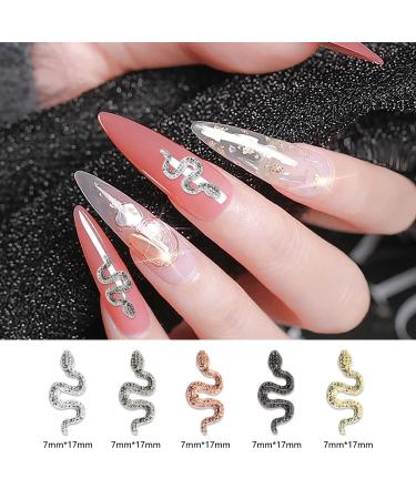 WOKOTO 50Pcs Small Snake Nail Charms - Gold, Silver, Black, Rose Gold | 3D Snakes for Nails | Metal Nail Art Charms for Women | Nail Jewelry Studs | Nail Accessory Kit - Buy Online on GoSupps.com