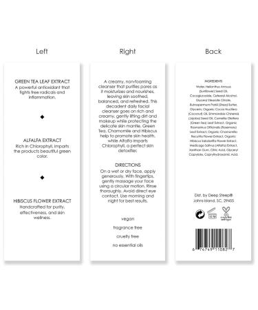 Deep Steep Cream Cleanser 7.8 oz Gentle Daily Face Wash with Shea Butter Coconut Jojoba & Sunflower Oils Green Tea & Hibiscus Vegan Clean Beauty Skincare Calming Hydration Cream Cleanser 7.8 Fl Oz (Pack of 1) - Buy Online on GoSupps.com