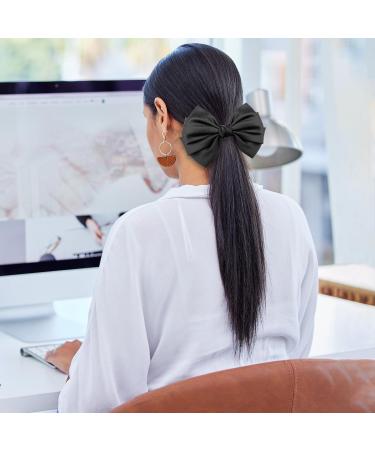 Bow Hair Clip Hair Bows for Women Big Bowknot Hairpin French Hair Clips with Ribbon Solid Color Hair Barrette Clips Soft Satin Silky Hair Bows for Women Girls(Black-1PC) - Buy Online on GoSupps.com