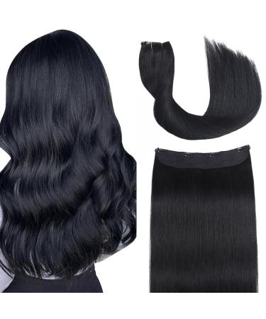 Sindra Black Wire Hair Extensions Real Human Hair 18 Inch 80g Black Hair Extensions Straight Silky Wire Hair Extensions Human Hair (#1-18inch) 18 Inch #1