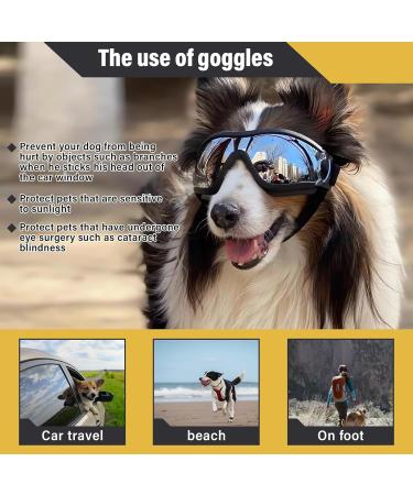 CATHERIS Dog Sunglasses Waterproof And Windproof Dog Goggles Anti-UV Sun Protection Dog Glasses Adjustable Elastic Fit For Large Medium And Small Dogs Black - Buy Online on GoSupps.com