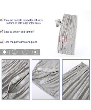 Buy Tear Away Pants for Post Surgery Recovery | Comfortable Patient Pants for Bedridden & Disabled - Grey Large - Buy Online on GoSupps.com