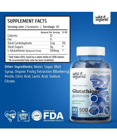 Wild & Organic Glutathione Gummies - Liver Cleanse & Antioxidant Support - 500mg 60 Vegan Chews - Buy Online on GoSupps.com