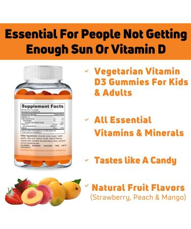 SHIFAA NUTRITION Vegetarian Vitamin D3 Gummies | 2000IU/1000IU | Halal, Non-GMO, Gluten-Free | Supports Bones, Muscles, Immune System | Adults & Kids - Buy Online on GoSupps.com
