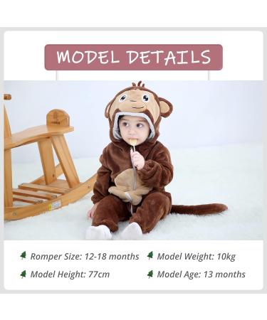 COOKY.D Unisex Winter Animal Hooded Baby Romper - Dark Brown (6-12 Months) - Buy Online on GoSupps.com