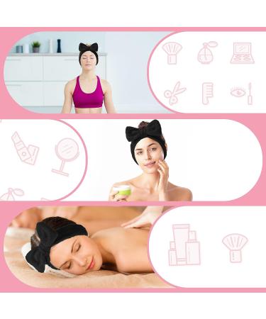Buy Spa Bowknot Headband for Women - Coral Fleece Makeup Hair Band | Elastic Cosmetic Headband for Shower & Skincare - Black - Buy Online on GoSupps.com