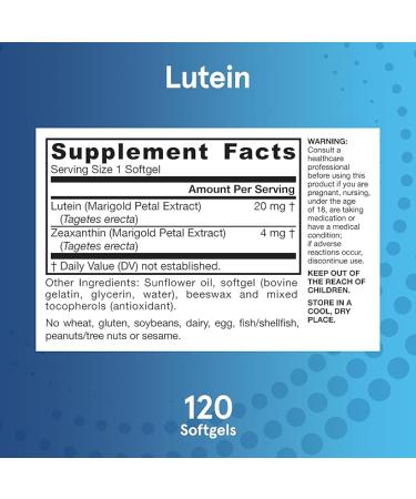 Jarrow Formulas Lutein 20 mg With Zeaxanthin, Dietary Supplement for Visual Function and Macular Health Support, 120 Softgels, 120 Day Supply - Buy Online on GoSupps.com