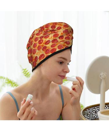 Fast-Drying Hair Towel Wrap | Button Design Towel Turban - Pizza Print - Buy Online on GoSupps.com