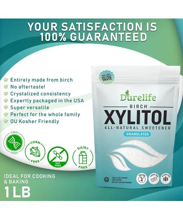 DureLife XYLITOL Sugar Substitute 1 LB Bulk 2 Pack - 100% Pure Birch Xylitol, Non-GMO, Gluten-Free, Kosher - Natural Sugar Alternative (16 OZ) - Buy Online on GoSupps.com